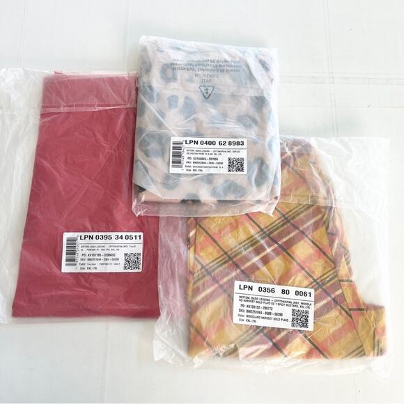 New FABKIDS (Set of 3) Basic Leggings SIZE XXL Cheetah, Harvest Gold Plaid, Red - Picture 3 of 5